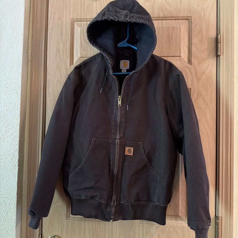 Carhartt WJ130 DKB Dark Brown Hooded Active Jacket Women's Size S.Excellent Cond